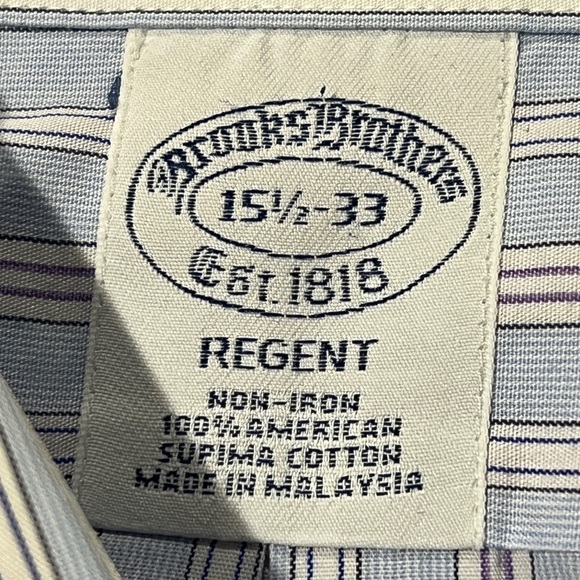 Brooks Brothers Regent Blue Striped Mens Dress Suit Shirt Preppy - Picture 6 of 6